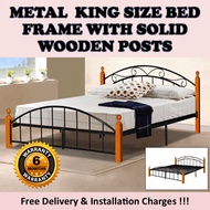 King Size Solid Wood Post with Metal Bed Frame / Bedroom Furniture / Bedframe with Free Delivery