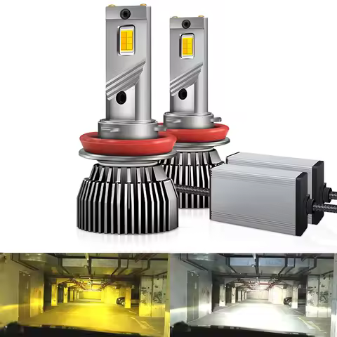 H7 LED Bicolor Headlight Bulb H4 H1 H11 HB2 H3 9006/HB4 9005/HB3 Car Fog Light Yellow+White 110W Aut