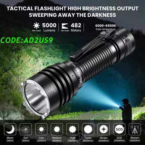 Wurkkos TS23 5000LM Ultra-Bright EDC Flashlight: Featuring XHP70.3 HI & 21700 Battery, IPX8 Rated wi