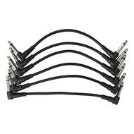 6Pcs Guitar Effect Pedal Cable Connecting Line 6.35Mm To 6.35Mm Audio Cable 21Cm Right Angle Cord Co