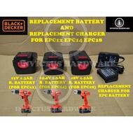 BLACK DECKER EPC12 EPC14100K EPC12K2 EPC14 EPC18 CORDLESS DRILL DRIVER REPLACEMENT BATTERY AND CHARGER SPARE PART