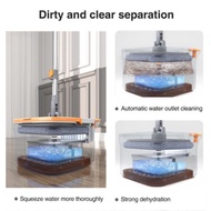 [24h shiping]Automatic Magic Mop Floor Mop Self Cleaning Nano Microfiber Cloth Square Mop Spin Mop With Bucket Set Hand-free Lazy Squeeze Saves Water@ezgo