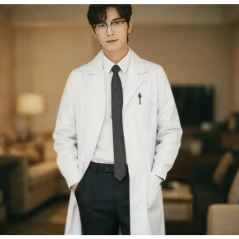 Unisex White Laboratory Coat Set for Doctors Nurses Students Long Sleeve Laboratory Uniform