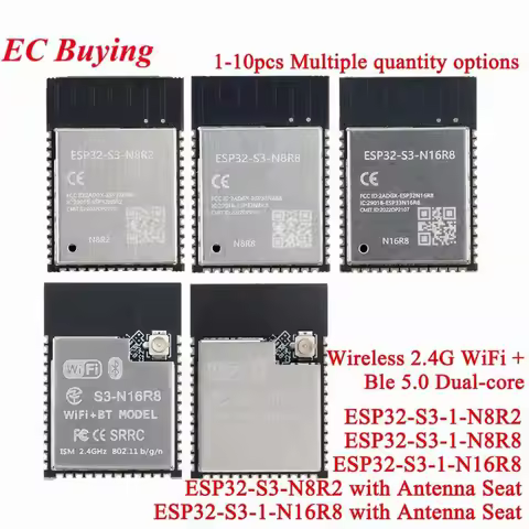 1-10Pcs ESP32S3 ESP32-S3-1-N8R2 N8R8 N16R8 8MB 16MB Flash 2MB PSRAM 2.4G Wifi Ble 5.0 Dual Core 32bi