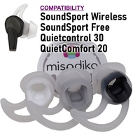 misodiko Silicone Earbuds Tips Replacement for Bose SoundSport, Quietcontrol 30, QuietComfort 20 (Clear)