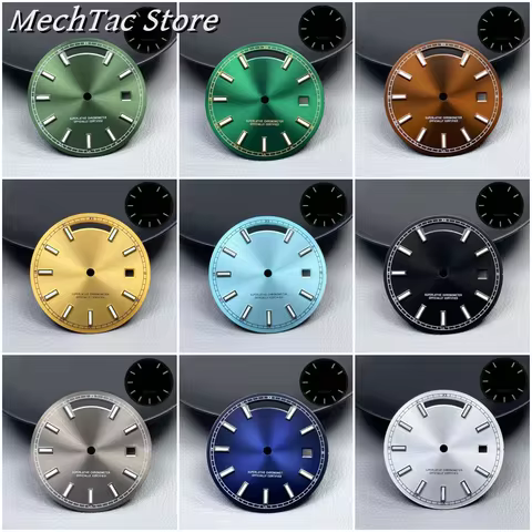 31mm 8285 Dial Day And Date Sunray no logo Dial with Green lumi For 8285 Movement High Quality Watch