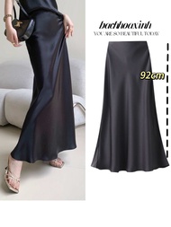 Chân váy lụa midi dáng dài đuôi cá Cao cấp sang trọng Basic dễ mix đồ