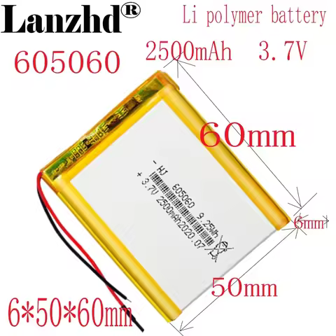 1-10pcs 3.7V Lithium polymer 2500mAh 605060 Soft package battery For Power Bank Bluetooth Speakers T