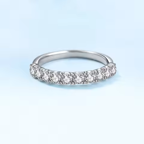 Platinum PT950 Diamond One Line VVS1 D Color 0.6/1CT Ten Moissanites Minimalist and Versatile Ring f