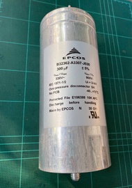(แพ็ค1ชิ้น) 300UF 330VAC B32362-A3307-J030 Capacitor AC330V EPCOS ตัวสีเงิน 85x200mm C300UF330VAC C