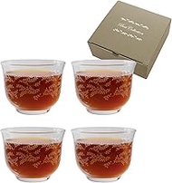 Toyo Sasaki Glass Cold Tea Glass Leaf Line Cold Tea Set, 8.1 fl oz (205 ml), Set of 16, Made in Japa