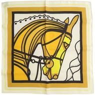 與全新 Hermès Carré 45 ROBE DU SOIR 絲質黃色圍巾 1884 [二手] HERMES