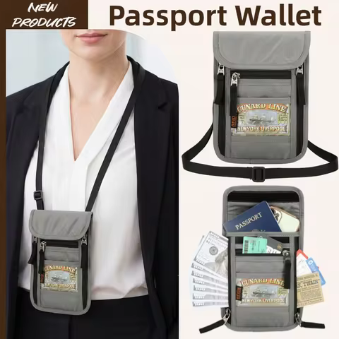 Travel Passport Wallet Neck Pouch Passport Card Holder Case