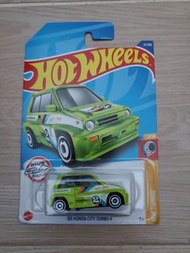 【Honda City】[另有橙色，紅色，白色，黑色，藍色，銀色版本可供選擇]全新風火輪青色本田“City”小型合金玩具模型車 green color hotwheels 1985 honda city classic toys car