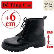 Giày boot nữ big size 43 42 41 SAHA228 giầy độn đế 6cm martin cao cổ bốt boost đen tăng 6p chiến bin