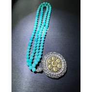 Hubei Green Turquoise 9 tail fox necklace 6mm