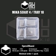Mika 4-Section Rice Box Tray 18 contains 50 pcs Size 18x18