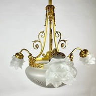 古董裝飾藝術風格青銅玻璃吊燈法國 1920 年代
