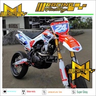 DECAL STIKER CRF TERBARU FULLBODY MOTIF OREN PUTIH SIMPEL KEREN