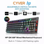 HP GK100F True Mechanical Keyboard Wired 104 Keys Anti-collision Adjustable RGB Backlight Blue Switc