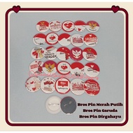 MERAH (1PCS) PIN BROS DIRGAHAYU HUT RI RED AND WHITE BROS 17 AUGUST ROUND BROOCH/ INDEPENDENCE RI GA