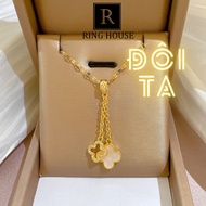 (Titan) Dây chuyền nữ titan không đen cỏ 4 lá vàng đẹp Ring House