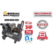 MALCOMAIR 2400W/3.5HP SILENT OIL FREE 60L AIR COMPRESSOR ( MAL2400-60 ) - Free Air Duster & Hose - 6