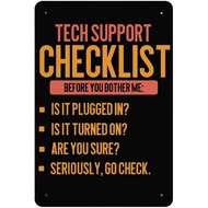 Pzecaru Vintage Poster Metal Sign Tech Support Checklist Tin Signs Retro Plaque Wall Decor Gift For 