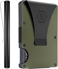 Authentic Wallet | Minimalist Metal RFID Blocking Wallet - Money Clip | Slim Wallet for Men, Olive M