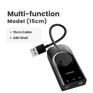 UGREEN Sound Card USB Audio Interface External 3.5mm Microphone Audio Adapter Soundcard for Laptop P