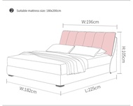 HOMIE LIFE Bedroom เตียงนอน 6 ฟุต leather wedding bed เตียงติดพื้น ฐานเตียง H62 1.5M(1500mm*2000mm) One