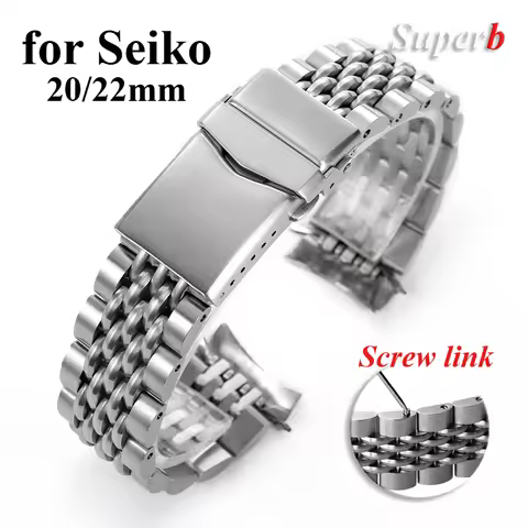 20mm 22mm For Seiko Solid Stainless Steel Band Men's Sports Strap Srpd Skx007/Skx009 Jubilee Curved 