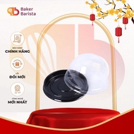 Plastic box with clear to black and yellow lid for moon cakes and mochi XY68 (set of 50c)