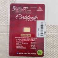 Gold bar 0.20gram 999.9