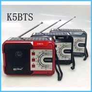 ▣ ◑ ❍﹍ KUKU K5BTS Rechargeable Solar AM/FM Bluetooth Radio with USB/SD/TF MP3 Player