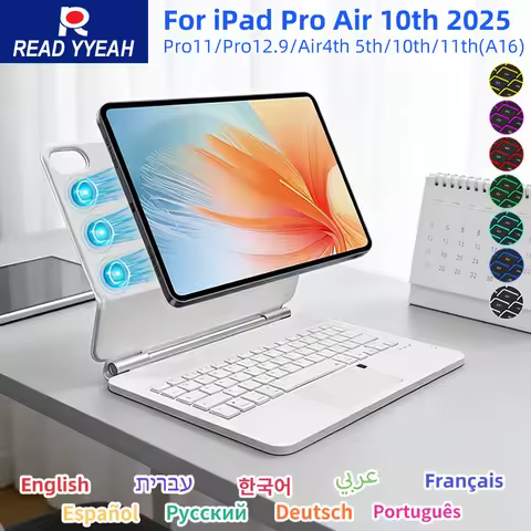 Wireless Magic Keyboard With Backlight for iPad a16 Case for iPad Air 4 5 10.9in Pro 11 12.9 Spanish