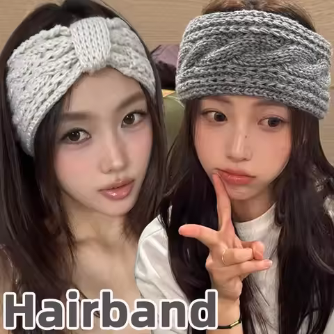 New Fashion Twists Butterfly Tie Hairband for Women Knitted Hairband Spring Autumn Windproof Hair Ho
