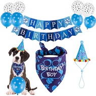 [Lovinland] Pet Pet Birthday Decoration Dog Birthday Pull Flag Saliva Balloon Birthday Hat Set Dog B