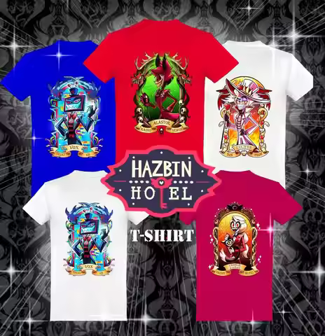 Hot Animation Hazbin Hotel Graphic Print T-shirt Men Women Fashion Trendy Casual Cotton T-shirt Stre