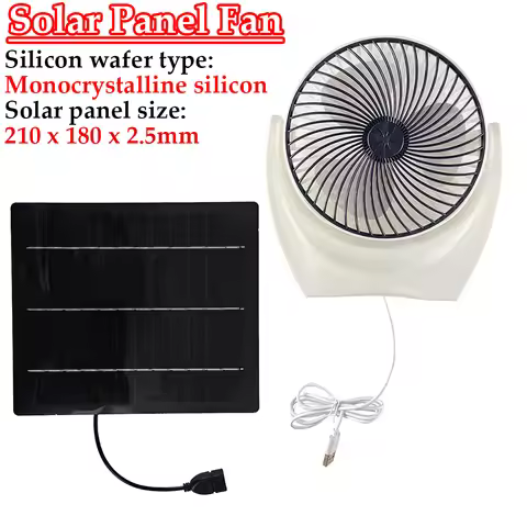 Solar Panel Fan Portable Solar Fan with USB Solar Powered Camping Fan Solar Charger Desk Fan for Cam