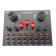 【JIN】-V8S Microphone USB Rechargeable DSP External Mixer Karaoke 3.5Mm Interface Sound Card Portable Live Broadcast Stereo