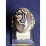 Chalcedonynatural, Black Ribbon Black Ribbon Chalcedony Stone/, Pamor 3 Junder Tarung