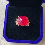 鮮豔紅玉髓玫瑰金925純銀戒指裸石寶石輕珠寶半寶石