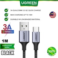 UGREEN USB A To USB Type C Cable 3A Qualcomm 3.0 QC Quick Fast Charging 480Mbps Nylon Braid Car Play