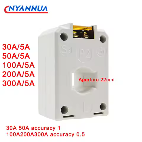 1PC Mini Din Rail Closed Type Current Transformer 30A 50A 100A 200A 300A CT TY-20 High-Precision 0.5
