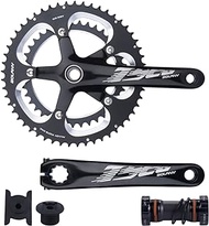 BOLANY 170mm Bike Crankset Double Speed Round 39/53T Chainring 130BCD Hollow Integrated 9S/10S with Bottom Bracket Fit for Road Bike Cranksets