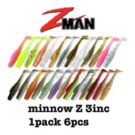 Z-man minnow Z 3inc soft lure soft plastic haruan killer siakap killer T tail lure fishing lure sp Z