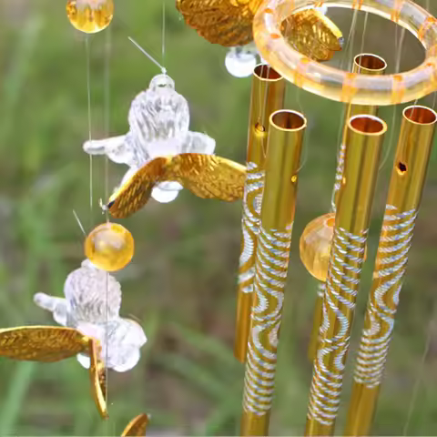 Angel Wind Chimes Bells Pendant Aluminium Alloy 5 Tubes Metal Pipe Wind Chimes Home Living Props Han