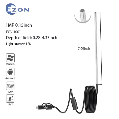1MP 0.15inch 100° Wide AngleLens Rifle Borescope Gun Cleaning Camera with 6LED 1.5m USB 3-in-1 Soft 
