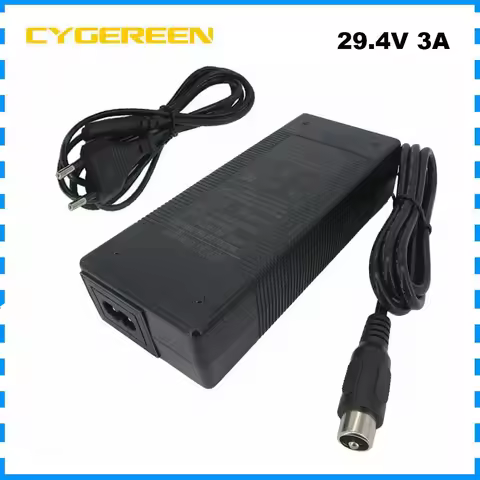 24V 3A Charger 29.4V 3A Lithium 7S 24 V Li-ion 15AH 20AH 30AH 18650 Battery Charger RCA DC Connector